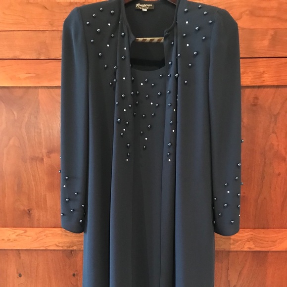 Evening Dress, full length with jacket, navy blue - Picture 8 of 9